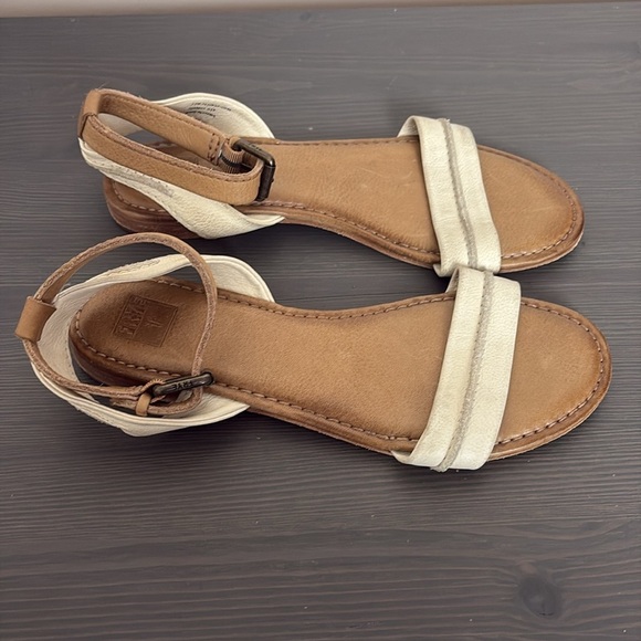 Frye Leather Sandal Two Tone Adjustable Ankle Strap Buckle Size 7.5 - Picture 6 of 10